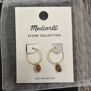 Madewell Stone Collection Small Wire Hoop Earring- Red Malachite- NWOT